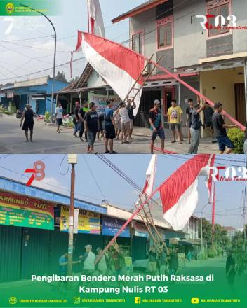 Pengibaran Bendera Merah Putih Raksasa di Kampung Nulis RT 03