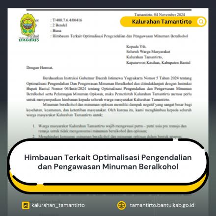 Himbauan Terkait Optimalisasi Pengendalian dan Pengawasan Minuman Beralkohol