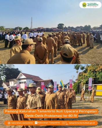 Pamong Kalurahan Tamantirto Ikuti Upacara Peringatan Detik-Detik Proklamasi ke-80 RI