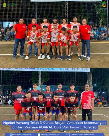 Ngebel Menang Telak 3-0 atas Brajan, Amankan Kemenangan di Hari Keenam PORKAL Bola Voli Tamantirto