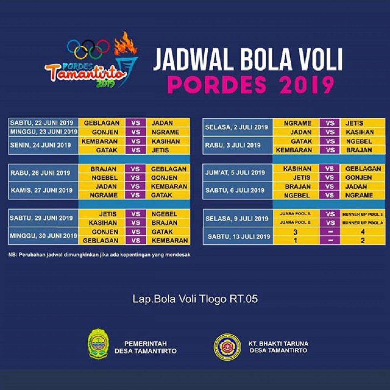 Berikut Jadwal Pertandingan Bola Voli Di Pordes Tamantirto Berikut Jadwal Pertandingan Bola Voli Di Pordes Tamantirto